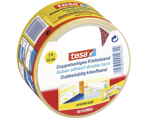 tesa Universal Doppelseitiges Klebeband weiß 50 mm x 5 m