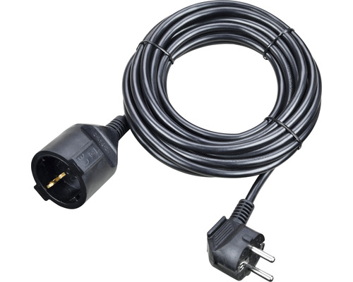 Schutzkontakt Verlängerungskabel 3 m H05VV-F3G1,5 mm² schwarz mit Stecker + Kupplung Indoor