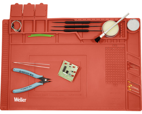 Weller WLACCWSM2-02 Matte für Lötarbeiten Größe, mittel, inkl. Lineal, Einzelne Fächer und vier Magnetische Bereiche zur Aufbewahrung