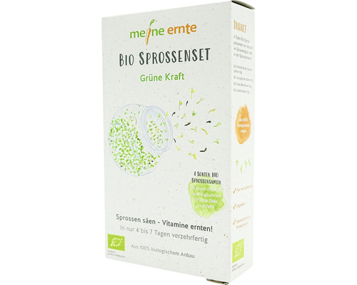 Bio Keimsprossen meine ernte Sprossenset 'Grüne Kraft' 4 Stk., Rettich, Mungbohnen, Rote Bete und Alfalfa