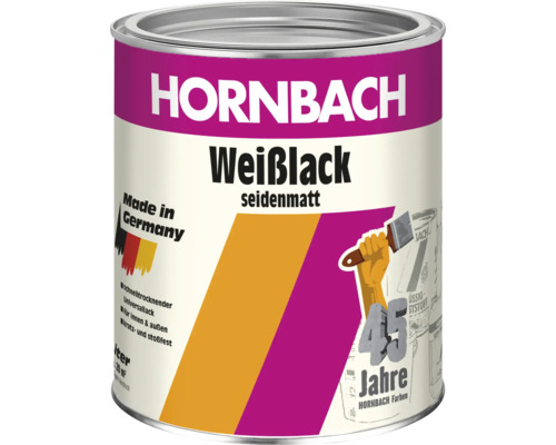 45 Jahre HORNBACH Acryl Buntlack Acryllack seidenmatt weiß 2 l