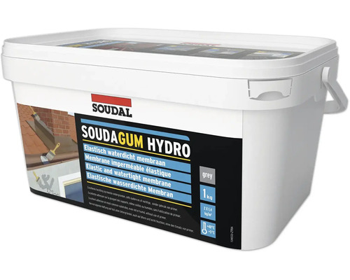 Soudal 1K Soudagum Hydro Kit streichbare Abdichtung grau (inkl. Pinsel, Verstärkungsvlies & Einweghandschuhe) 1 kg