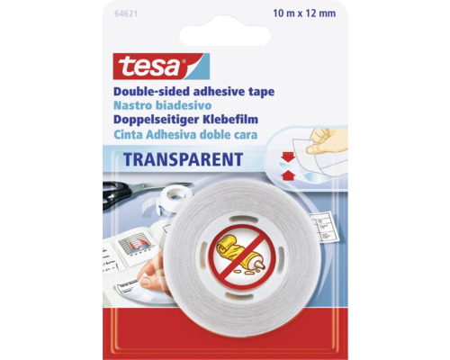 Tesa Doppelseitiges Klebeband transparent 12 mm x 10 m