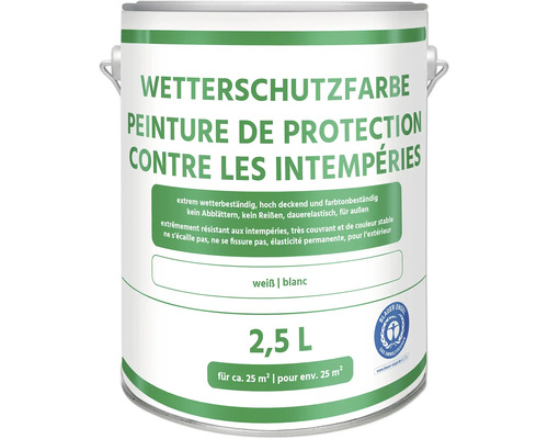 Wetterschutzfarbe weiß 2,5 l