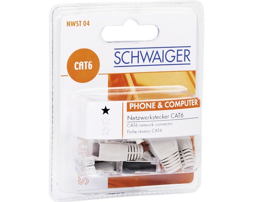 Netzwerkstecker CAT 6 4 Stück Schwaiger NWST04 531 geeignet für CAT 6 Kabel