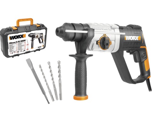 Bohr- und Meißelhammer WORX 800W 2,5 Joule WX339, inkl. Koffer und Zubehör