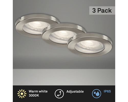 LED Einbauleuchten Set IP65 3-tlg 3x5W 3x400 lm 3000 K matt/nickel Ø 8,5/6,8 cm 230V