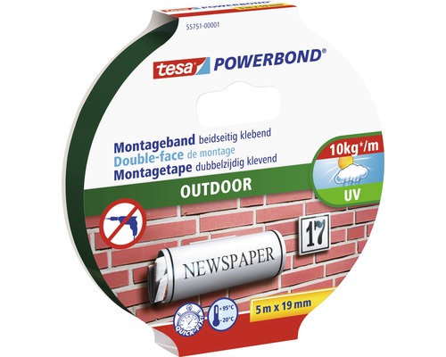 tesa Powerbond Montageband Outdoor 5m x 19mm