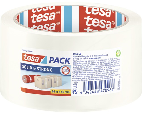 tesapack Solid & Strong Verpackungsklebeband transparent 66 m x 50 mm