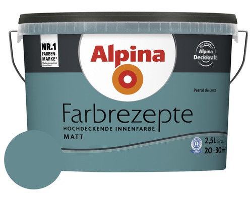 Alpina Wandfarbe Farbrezepte Petrol de Luxe 2,5 l