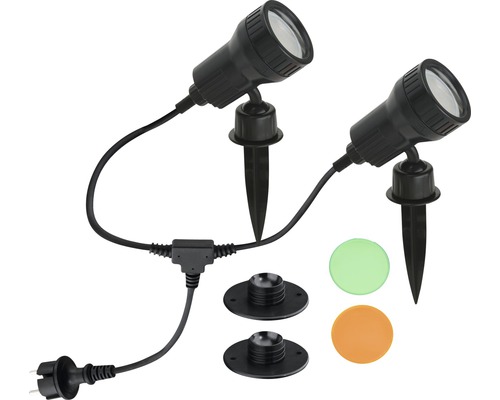 LED Außenstrahler 3W 2x250 lm 2 Stück Terra schwarz