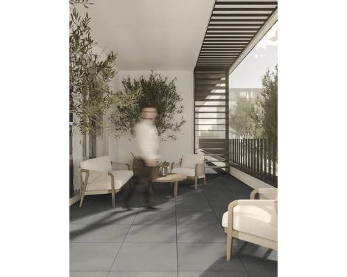 FLAIRSTONE Feinsteinzeug Terrassenplatte Titan rektifizierte Kante 60 x 60 x 2 cm